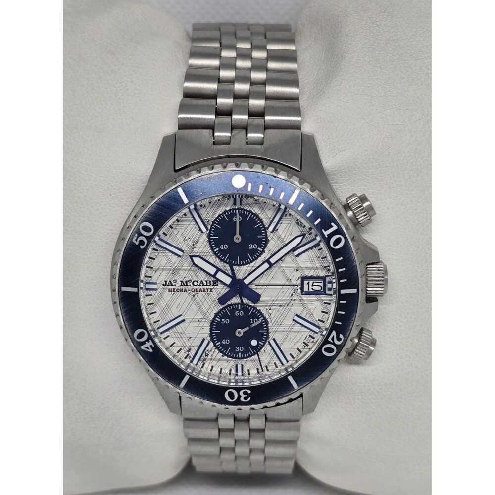 Men's JA McCabe Baja Gravel White Chronograph Small Second Hand Watch JM-1038 10